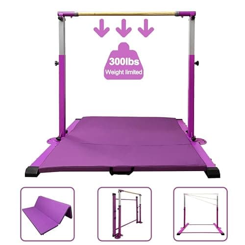 GBVUGY Gymnastics Kip Bar for Home Indoor Training,Horizontal Bar for Kids Girls Junior,Adjustable Arms from 3' - 5' Gym Equipment,1-4 Levels,300lbs Weight Capacity - Image 1