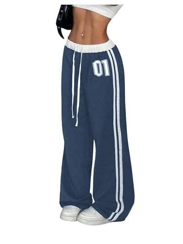 SOLY HUX Women's Baggy Sweatpants Wide Leg Ed Hardy Sweatpant Y2k Drawstring Pants Streetwear - Image 1