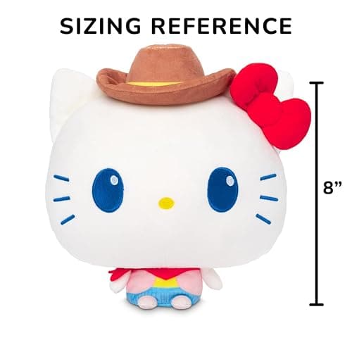TeeTurtle Cowgirl Hello Kitty 8" Cloudheads Plushie - Amazon Exclusive Hello Kitty and Friends Western Collection - Cute Kawaii Soft Weighted Stuffed Animal thumbnail 3