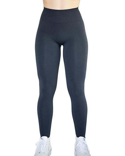 AUROLA Workout Leggings for Women Seamless Scrunch Tights Tummy Control Gym Fitness Girl Sport Active Yoga Pants - Intensify - Medium - Black Marl thumbnail 3