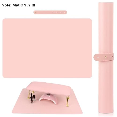 (MAT ONLY) Pink Nail Art Table Mat, Foldable Nail Art Hand Rest Pad for Nail Arm Rest Cushion, Soft Microfiber Leather Nail Mat, Manicure Pad Nail Table Pad Desk Mat for Nail Technician Salon Home thumbnail 8