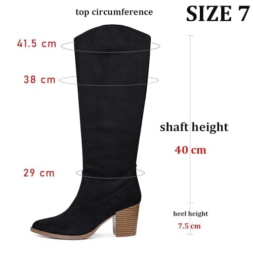 MeiLuSi Womens Knee High Boots Pointed Toe Suede Boots Chunky Heel Faux Slouchy Shoes Tall Fall 2025 Side Zipper thumbnail 4