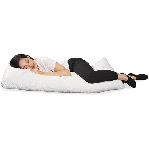 Ceciliec 54" x 20" Body Pillow, Adjustable Shredded Memory Foam Luxury Body Pillow, Machine Washable, Bamboo Cover, Cream - Image 1