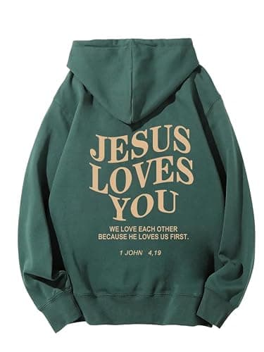 RIZUNTO Jesus Loves You Christian hoodies Religious Sayings hoodie Graphic Sweater Man Women Bible Pullover Y2K Sweatshirt thumbnail 3