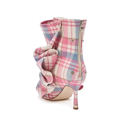 sexytag Women's Peep Toe Booties Slouchy Stiletto Kitten Heel Shark Boots Open Toe Back Zipper Fashion Ankle Short Boot thumbnail 5