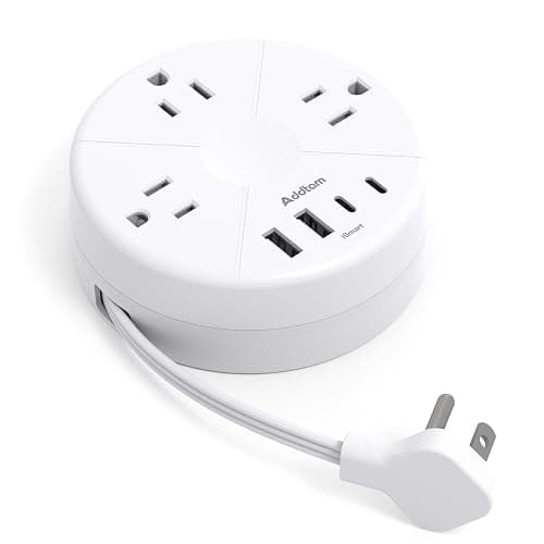 Addtam Travel Esstentials - Cruise Approved Power Strip with 5ft Retractable Cord, Ultra Thin Flat Plug, 3 Outlets 4 USB (2 USB C), Non Surge Protector for Travel/Cruise/Home/Dorm/Office, ETL Listed - Image 1