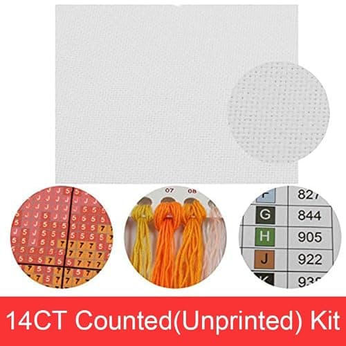 Funcrostitch Counted Cross Stitch Kits for Beginners,14ct Unprinted Pattern Embroidery Kit Dmc Cotton Threads Needleworks for Adults-Magic Castle 13.4"X16.5" thumbnail 3