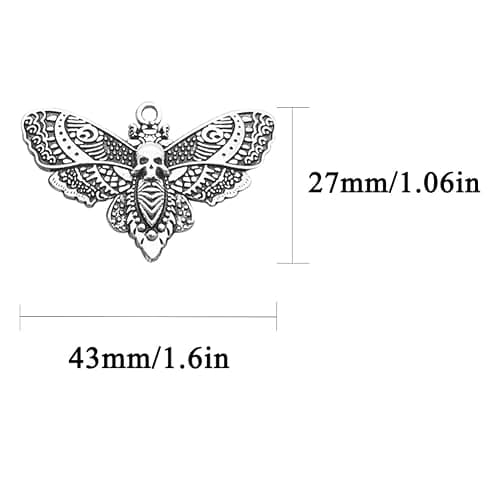20 Pcs Vintage Moth Charms, Halloween Pendants, Silver Insect Charms for Jewelry Making, DIY Necklace Bracelet Making and Crafting thumbnail 2