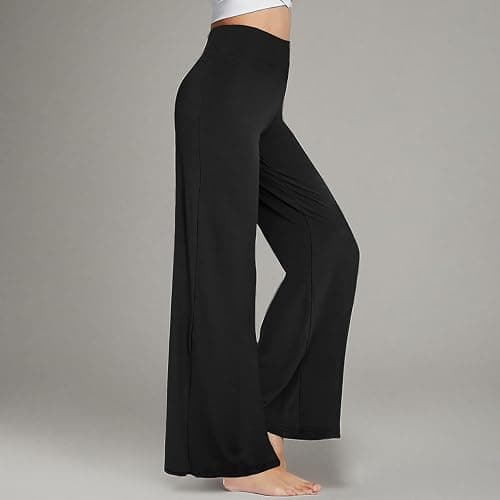 QGGQDD Wide Leg Palazzo Pants for Women - Casual Soft High Waist Lounge Pants Loose Comfy Stretchy Trousers thumbnail 5