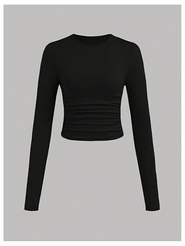 SOLY HUX Girl's Long Sleeve T Shirts 3 Packs Crewneck Fall Tees Ruched Fitted Tee Shirt Tops thumbnail 5