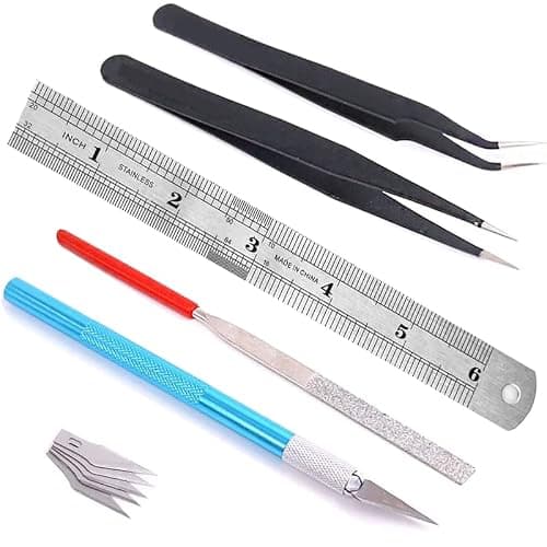 Spilay 16 Pcs Hobby Building Model DIY Tool Kit, Modeler Basic Miniature Handmade Craft Tools Set for Dollhouse Miniature Building thumbnail 5