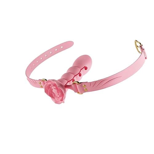 Multi-Section Adjustable Ball Gag Exercise Rose Shape Open Mouth Gag Bondage Gear Silicone Gag Couple Props Adult Sex Toys（Pink） - Image 1