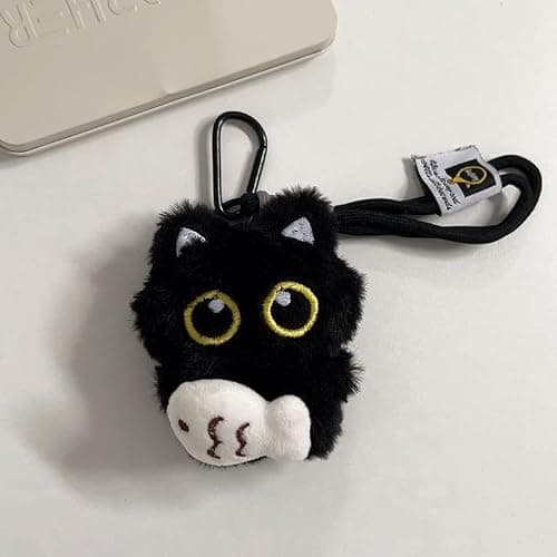 BONTOUJOUR Super Cute Funny Big Eyes Black Cat Lucky Kitty Theme Keychain Good Luck Siamese Key Chain Ring Bag Pendant thumbnail 3