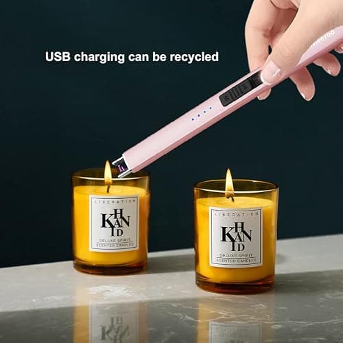 MeeToo Electric Candle Lighter Rechargeable Type-C - Gifts for Wife Men Women Nana, USB Plasma Arc Windproof Lighters for Candle Christmas Camping Kitchen Rose Gold thumbnail 2