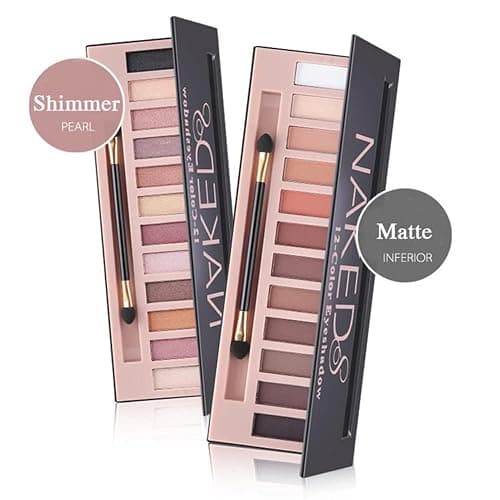 BestLand 2 Pack 12 Colors Makeup Nude Colors Eyeshadow Palette Natural Nude Matte Shimmer Glitter Pigment Eye Shadow Pallete Set Waterproof Smokey Professional Beauty Makeup Kit (2 PCS) - Matte + Shimmer thumbnail 2