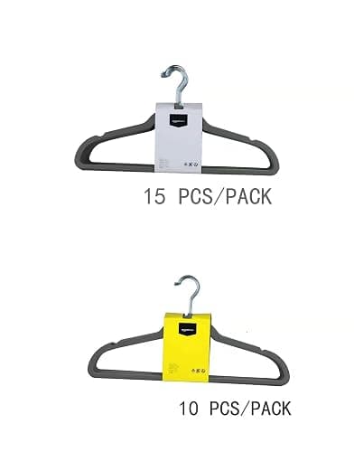 Amazon Basics Slim Velvet Non-Slip Space Saving Suit Clothes Hangers, Closet Organizer, Gray/Silver, 50-Pack thumbnail 6