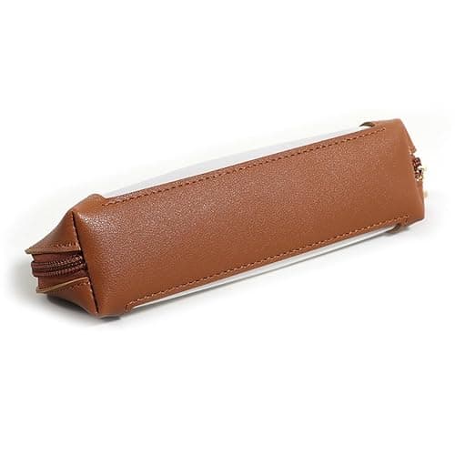UUYYEO Clear PU Leather Makeup Bag Portable Makeup Brush Pouch Cosmetic Organizer Zipper Pouch Travel Makeup Storage Bag Small Toiletry Pouches Lipstick Organizer Bag Brown thumbnail 3