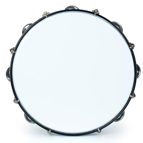 MUSCELL Tambourine for Adults,Hand Held Plastic Tambourines Drum Double Row Metal Jingles Musical Instrument-10" thumbnail 2