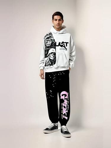 Obenie Retro Y2K Hoodie Gothic Casual Alphabet Blast Print Pattern Skull Fashion Hoodie Men Harajuku Men Clothing thumbnail 6