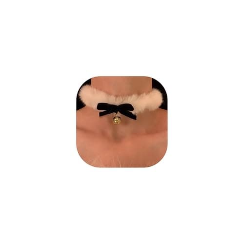 NFVITLP Red Bow Velvet Choker Necklace Sexy Faux Fur Collar Bowtie Long Wrap Rope Neck Chain with Gold Pendant Bell for Women - Image 1