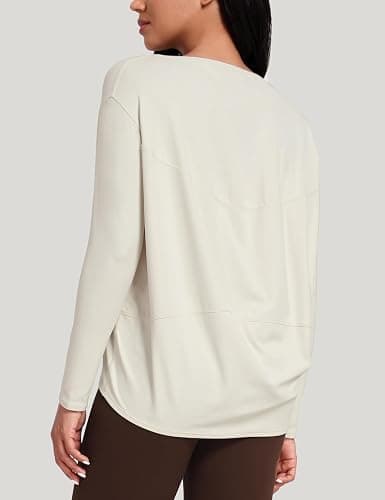 HeyNuts Long Sleeve Workout Shirts for Women Boat Neck Yoga Tops Loose Fit Soft Casual Shirts thumbnail 2