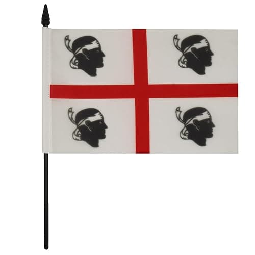 Sardinia Table Flag 5'' x 8'' - Italy - Sardinian Desk Flag 21 x 14 cm - Black plastic stick and base - AZ FLAG thumbnail 4