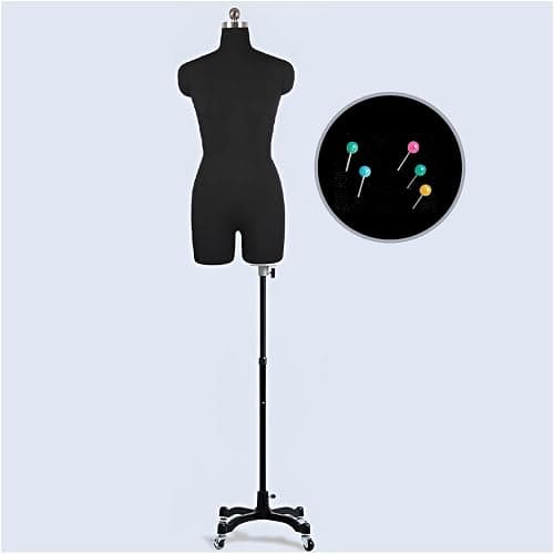 Adjustable Female Mannequin with Wheels - Pinnable Dress Form Torso M-Model82 in Black, Perfect for Sewing, Tailoring, and Clothing Display - Image 1