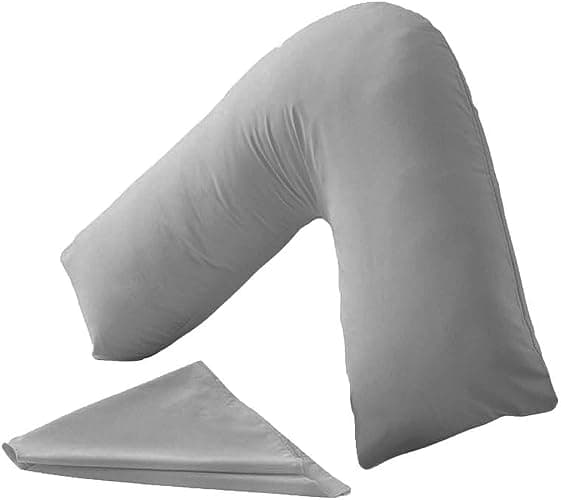 Comfy Nights Orthopedic V Shape Pillow Extra Support For Head, Neck & Back with Free Cover - Grey - Image 1