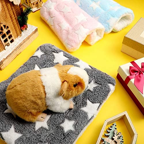 Jetec 3 Pcs Bunny Guinea Pig Beds Soft Bunny Mats Warm Guinea Pig Mat Small Animal Bed Pads Fleece Sleeping Pads for Indoor Rabbit Hamster Squirrel Hedgehog Chinchilla(Fleece,Star,Blue) thumbnail 7