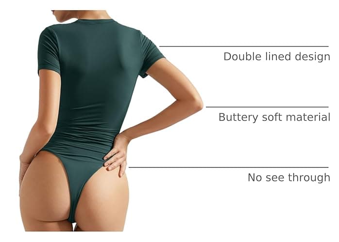 SUUKSESS Women Double Lined Fitted Basic Tee Crew Neck Short Sleeve Y2K Crop Top thumbnail 5