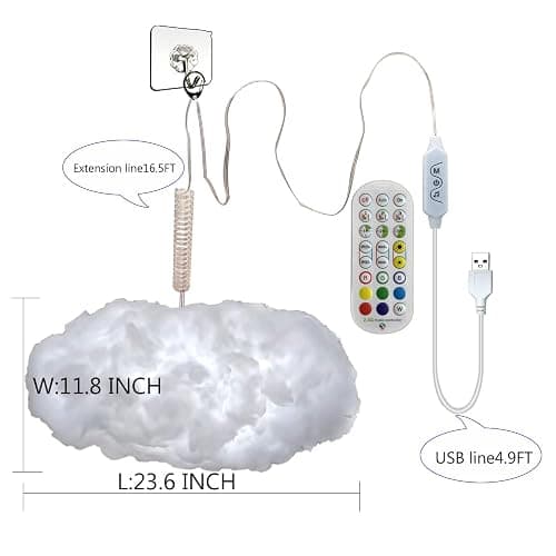 3D Big Cloud lightning Light Kit Music Sync Warm White Multicolor lightning Changing Strip Lights 360 Degree Wireless Remote APP NO DIY Coolest Decorations for Adults and Kids Indoor Home Bedroom thumbnail 5