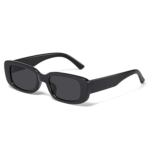 JASPIN Rectangle Sunglasses for Women Men Trendy Y2k Retro 90s Sun Glasses UV400 Protection Cool Square Frame - Black