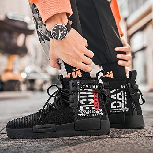 RUNMAXX Mens Fashion Walking Lace Up High Top Shoes Stylish Running Athletic Casual Sneaker thumbnail 4