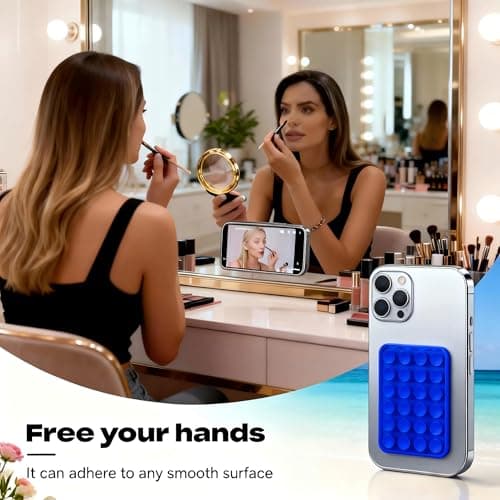 Blue Octo budy Silicone Suction Phone Case Detachable Mount, Double Sided Suction Phone Holder TikTok Items for iPhone & Android, Sticky Phone Grip Hands-Free Accessories for Selfies & Videos thumbnail 3