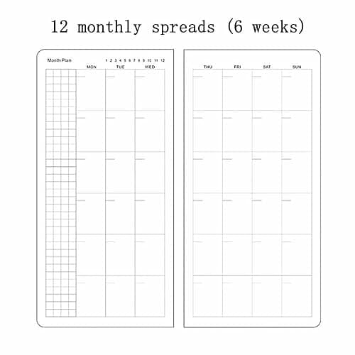 Undated Weekly Planner Notebook Pocket Organizer Appointment Book Journal Notebook A6 Week Plan Notepad (Red with cover) thumbnail 6
