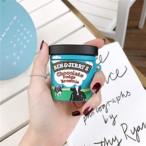 Derhom Airpods Silicone Case Funny Cute Cover Compatible for Apple Airpods 1&2[Beverage Can Series] (Benjerry Ice Cream) thumbnail 5