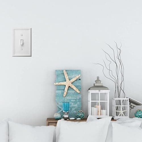 OKAWYC Single Toggle Light Switch Cover Luca Metal Wall Plate, 4-Pack White 1 Gang, Light Switch Cover Decorative Wallplate, Durable thumbnail 2