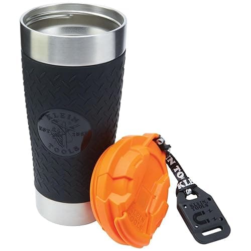 Klein Tools 55580 Stainless Steel Tumbler with Flip-Top Lid, Insulated 20 Oz. Tradesman's Double Wall Vacuum Mug, Slip-resistant Sleeve thumbnail 10