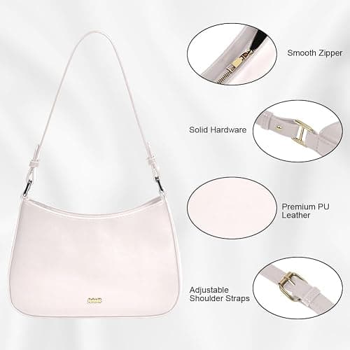 Aucuu Handtasche Damen, Umhängetasche Damen Klein Handtasche, Y2K Crossbody Bag, PU Leder Schultertasche, Mini Hobo Bag Retro Achsel Tasche, Shoulder Bag für Dating Party Einkaufe - #4 Weiß thumbnail 3