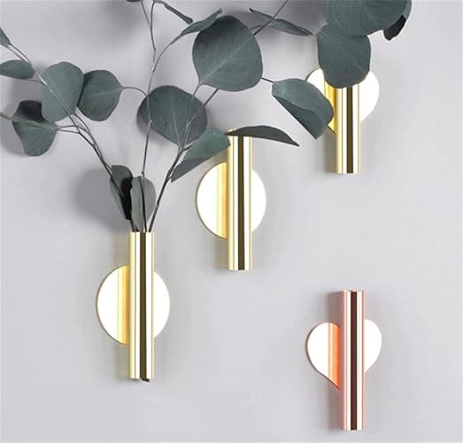 Gold Wall Decor, Plant Wall Vase Metal Tube Decoration Holder Used to Display Dried Flowers, Fake Flowers, Also Suitable for Gravestone Memorial Decoration (1 Pcs Round Gold) thumbnail 6