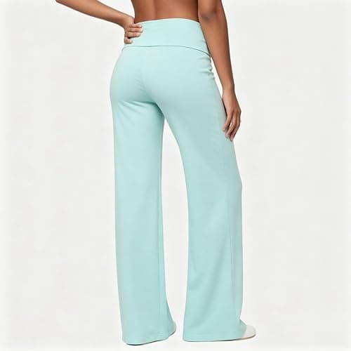 Fold Over Yoga Pants for Women Low Rise Wide Leg Cute Flare Sweatpants | Low Waisted,Lounge Pants,Back to School Clothes for Teen Girls thumbnail 6