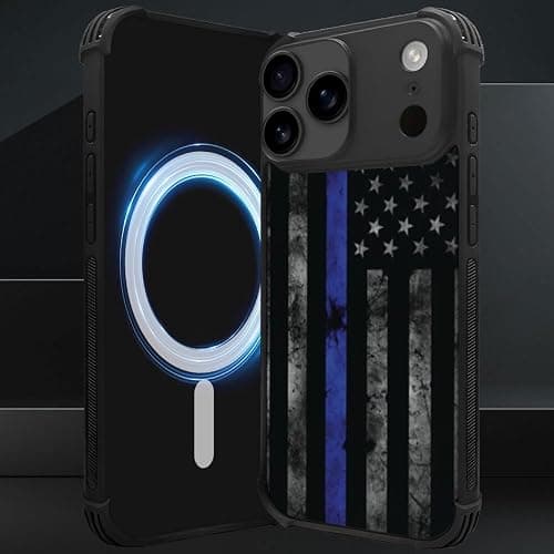 DJSOK Case for iPhone 17 Pro Max,Compatible with MagSafe,Anti-Scratch Shockproof Case,American Police Flag thumbnail 5