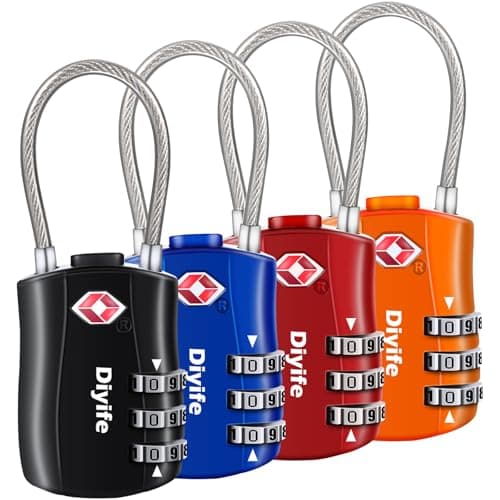 TSA Luggage Locks,3-Digit Security Padlock, [Newest Version] Diyife Combination Padlocks, Travel Code Lock for Suitcases, Luggage, Bag, Case, Backpack, Gym Lockers (Black&Blue&Red&Orange, 4 Pcs) - Image 1