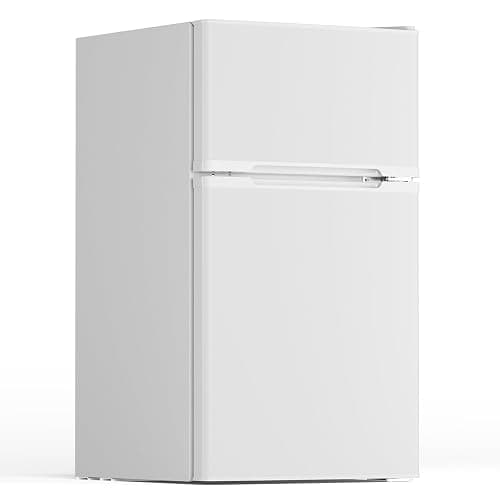 Electactic 3.1 Cu.Ft Small Fridge with Freezer,Compact Refrigerator with 2 Doors,Mini Fridge with Adjustable Removable Glass Shelves for Bedroom,Dorm or Apartment,White - White - Image 1