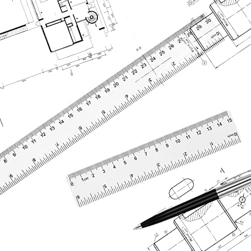 Unjoo Clear Plastic Ruler 6 Inch+12 Inch Straight Ruler, Shatterproof Rulers with Inches and Centimeters for School Classroom, Home, or Office (2pcs) thumbnail 4
