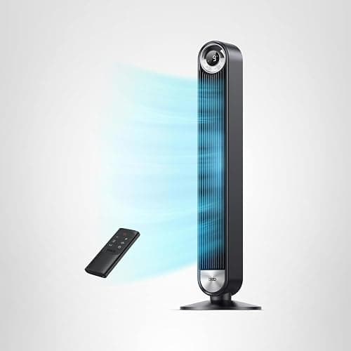 DREO Tower Fan for Bedroom, Upgraded DC 9 Speeds 20dB Ultra-Quiet Floor Fan, 90° Oscillating Fans with 28ft/s Velocity, 12H Timer, Standing Fan, Bladeless Fan Powerful for Home, Black thumbnail 9
