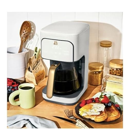 Beautiful 12 Cup Programmable Coffee Maker, by Drew Barrymore White Icing thumbnail 2