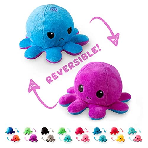TeeTurtle Reversible Octopus Black & Rainbow 4 Inch Flip Plush thumbnail 2