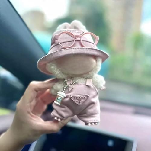 Pink Style Outfit Set for Labubu 17cm Dolls (Gen 1–3) – Sweet Clothing Kit with Beige & Cocoa Tones for POP MART Figurines (No Doll Included) (Jumpsuit+hat+Glasses+Cup) thumbnail 4