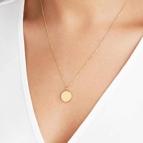 itianxi Dainty Bar Necklace for Women,Gold/Silver Cute Delicate Disc Necklcace,Trendy Elegant Dot Fashion Necklace - gold disc thumbnail 5